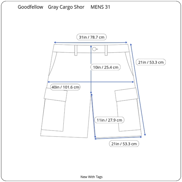 Goodfellow & Co Men's 31'" W x 11" Inseam Charcoal Grey Cargo Shorts NWT - Picture 10 of 10